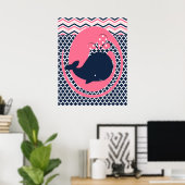 Marine en Roze Walvis Babykamer Poster (Thuiskantoor)