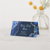 Marine en Silver Agaat Marmer Bruiloft Plaatskaartje (Achterkant)