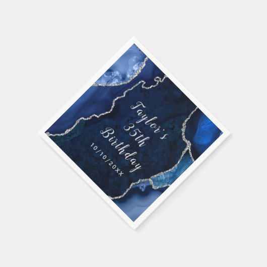 Marine en Silver Agaat Marmer Verjaardag Servet (Hoek)