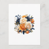Marine en Sinaasappel Floral Wedding Guest Details Informatiekaartje (Achterkant)