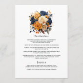 Marine en Sinaasappel Floral Wedding Guest Details Menu (Achterkant)