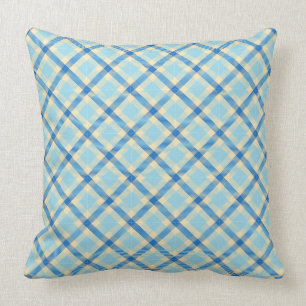 Marine en Sky Blue Tartan Plaid 2 vierkante kussen