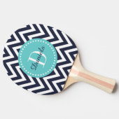 Marine en Turquoise Chevron Monogram Tafeltennisbatje (Zijkant)