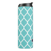 Marine en Turquoise Marokkaanse Quatrefoil Monogra Thermosbeker (Gedraaid links)