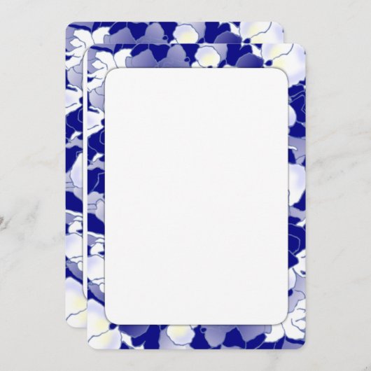 Marine en White Floral Border Fan Program Papier Programmakaart (Voorkant / Achterkant)