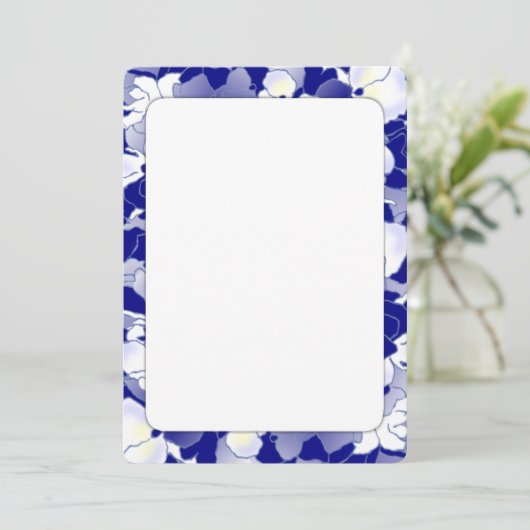 Marine en White Floral Border Fan Program Papier Programmakaart (Staand voorkant)