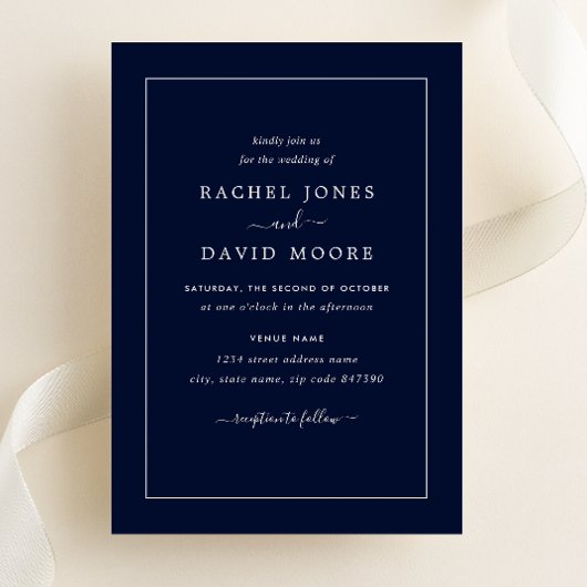Marine en White Modern Huwelijksuitnodiging Kaart