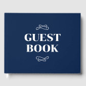 Marine en wit bloeien bruiloft gastenboek (Voorkant)