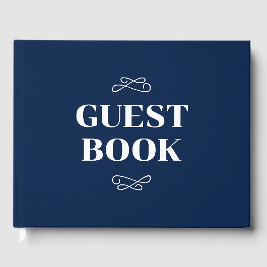 Marine en wit bloeien bruiloft gastenboek (Voorkant)