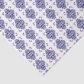 Marine en wit damast patroon tissuepapier (Detail)