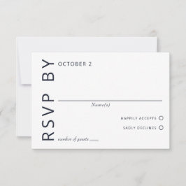 Marine en Wit Elegant Minimalistisch Modern Bruilo RSVP Kaartje