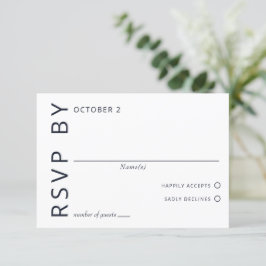 Marine en Wit Elegant Minimalistisch Modern Bruilo RSVP Kaartje