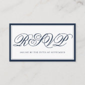 Marine en Wit Elegant QR RSVP Informatiekaartje (Voorkant)