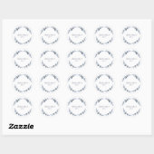 Marine en wit Floral Leaf bruiloft Ronde Sticker (Vel)