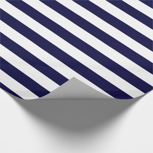 Marine en Wit XL Stripe Patroon V Cadeaupapier (Hoek)
