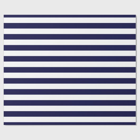 Marine en Wit XL Stripe Patroon V Cadeaupapier (Vlak)