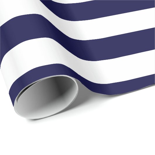 Marine en Wit XL Stripe Patroon V Cadeaupapier (Rol Hoek)