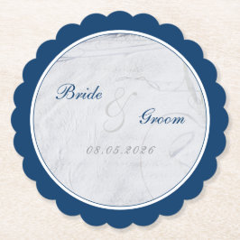 Marine en wit zandstrand bruiloft kartonnen onderzetters