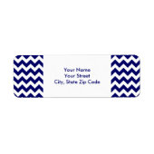 Marine en Wit Zigzag retour adres label (Voorkant)