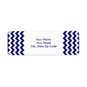 Marine en Wit Zigzag retour adres label (Voorkant)