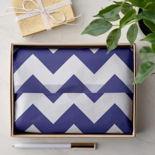 Marine en wit Zigzag Tissue Papier (Geschenk)