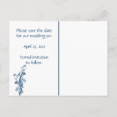 Marine en witte bloemen redden de datum aankondigingskaart (Achterkant)