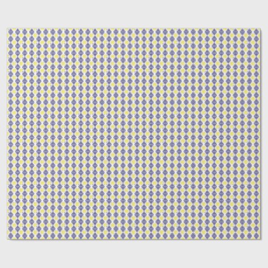 Marine en Witte Damast Lemon Patroon Cadeaupapier (Vlak)
