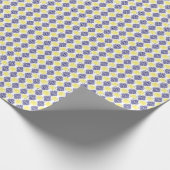 Marine en Witte Damast Lemon Patroon Cadeaupapier (Hoek)