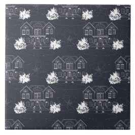 Marine en Witte Duplex Huizen Tegeltje