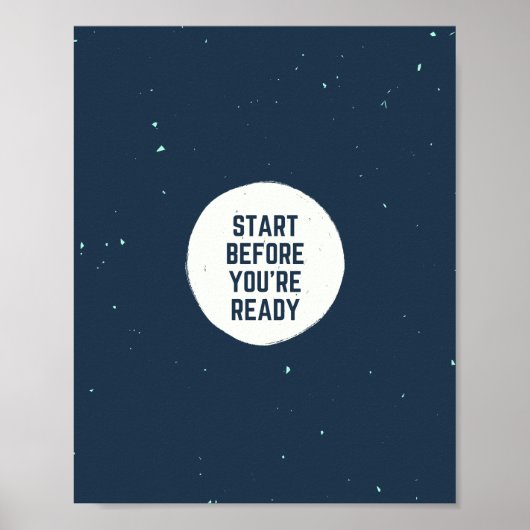 Marine en witte Grunge Textuur Citaat Cool Poster (Voorkant)