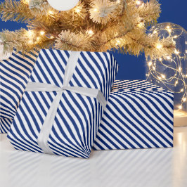 Marine en witte hoekstrepen cadeaupapier