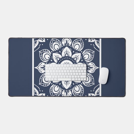 Marine en Witte Mandala Bureaumat (Keyboard & Muis)