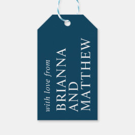 Marine en Witte Moderne Typografie Trouwen Dank U Cadeaulabel