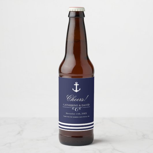 Marine en Witte Nautische Bier Flessenetiketten Bier Etiket (Voorkant)