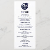 Marine en Witte Palm Tree Coastal Wedding Menu (Voorkant)