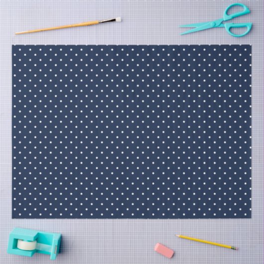 Marine en Witte Polka Dot Tissue Papier (Craft)