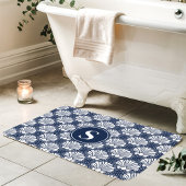 Marine en witte schelp kustmonogram badmat