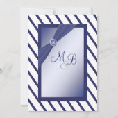 Marine en Witte Streep Monogrammed Uitnodiging (Voorkant)