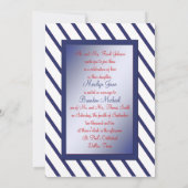 Marine en Witte Streep Monogrammed Uitnodiging (Achterkant)
