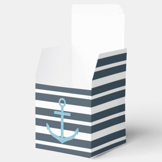 Marine en witte strepen bedankdoosjes (Geopend)