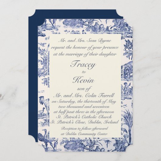 Marine en Witte Toile Kaart (Voorkant / Achterkant)