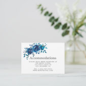 Marine en Witte Waterverf Bruiloft Accommodaties Informatiekaartje (Staand voorkant)