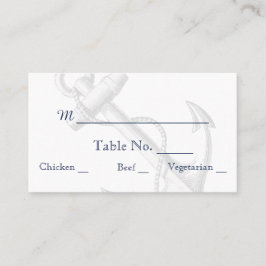 Marine en Zilveren Anker Strand Wedding Place Card Plaatskaartje