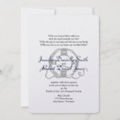 Marine en Zilveren Anker Strandbruiloft Kaart (Achterkant)