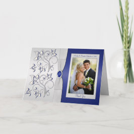 Marine- en zilveren bedankkaart met foto-inzet