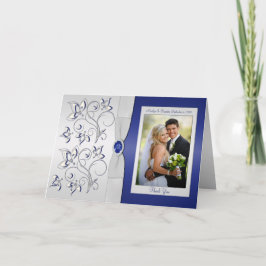 Marine- en zilveren bedankkaart met foto-inzet