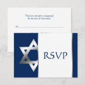 Marine en Zilveren Ster van David Bar Mitzvah RSVP (Voorkant / Achterkant)