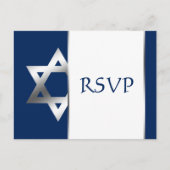 Marine en Zilveren Ster van David Bar Mitzvah RSVP Uitnodiging Briefkaart (Voorkant)