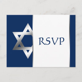 Marine en Zilveren Ster van David Bar Mitzvah RSVP Uitnodiging Briefkaart