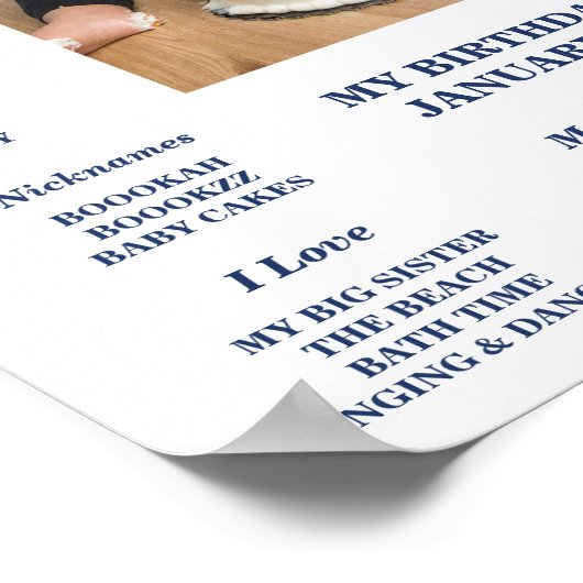 Marine en Zilveren Strikdas Eerste Verjaardag Mijl Poster (Hoek)